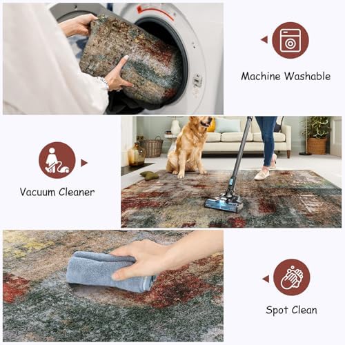 Lahome Modern Abstract Area Rug 6x9 Rugs for Living Room, Washable Bedroom Ru...