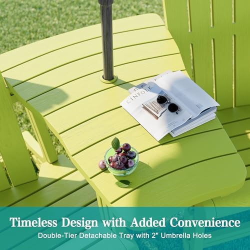 JY QAQA Outdoor Adirondack Chair Set of 2, All-Weather HDPE Patio Furniture w...