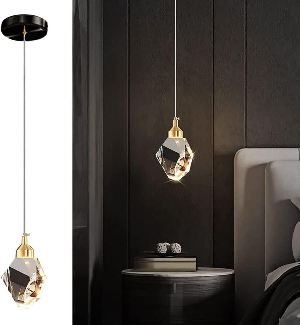 Modern Crystal Pendant Light, 3-Color LED Crystal Pendant Light, Adjustable H...