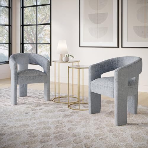 Jofran Gwen Jacquard Upholstered Accent Chair, Modern Luxury Plush Sculptural...