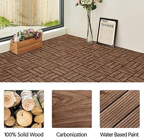 Yaheetech 27PCS 12x12in Interlocking Deck Tiles Outdoor Patio,Brown