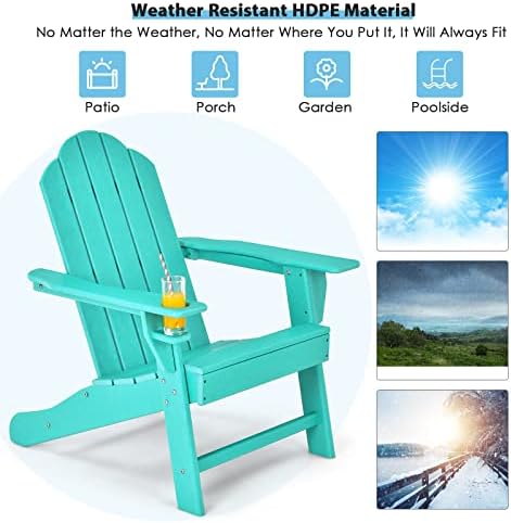 GIANTEX Set of 2 Adirondack Chair Outdoor Fire Pit Chairs, HDPE Weather Resis...