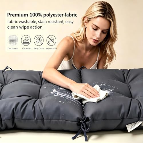 QILLOWAY Outdoor Rocking Chair Cushion 43x21 Inch, 100% Polyester Waterproof ...