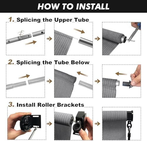 Artpuch Outdoor Roller Shade 8' W x 8' H, Gray Exterior Cordless Pati...