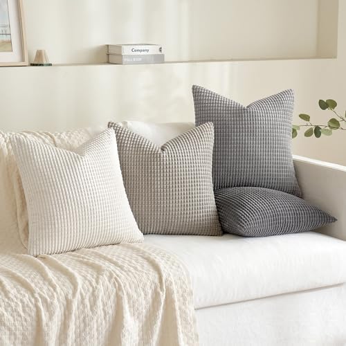 MIULEE Neutral Decorative Pillow Covers 20x20 Inch Set of 4 Modern Grey