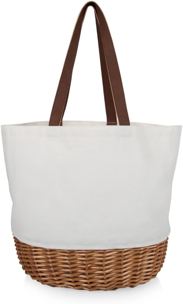 Picnic TIME Promenade Picnic Basket for Set 2, Stylish Canvas Tote Bag with H...