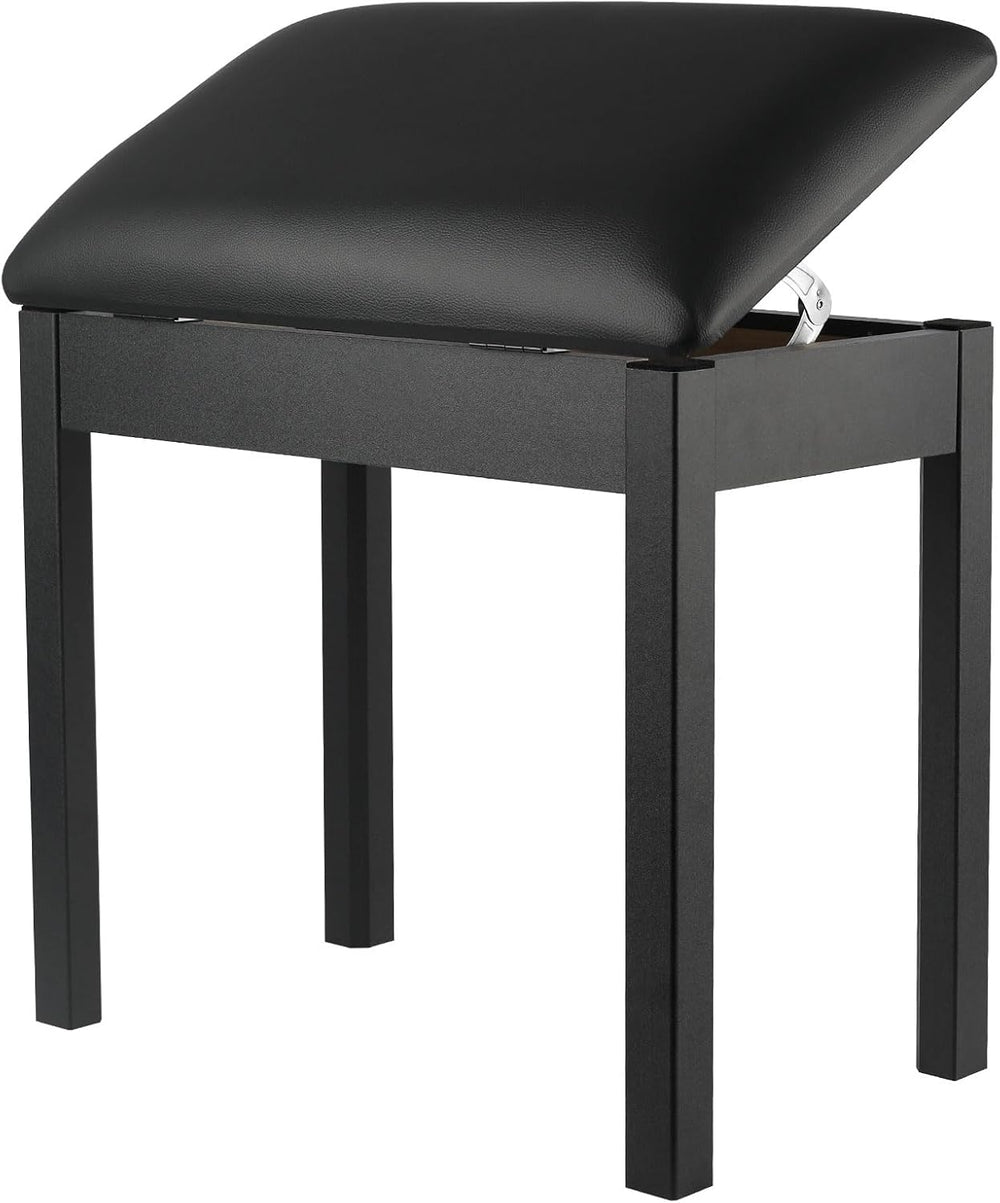 Piano Bench with Storage, Solid Wood Piano Stool Construction & High-Dens...