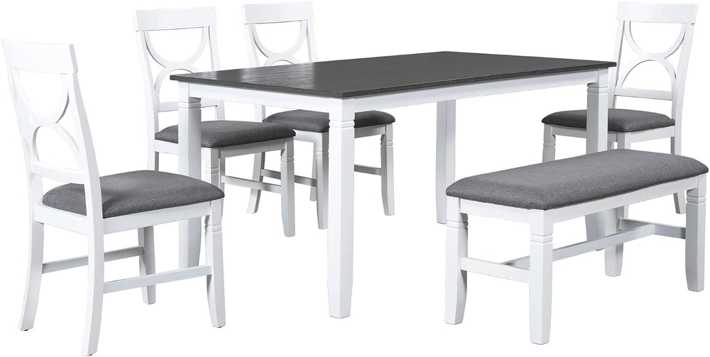 LUMISOL Farmhouse Dining Table Set for 6, Farmhouse Kitchen Table Set with 4 ...