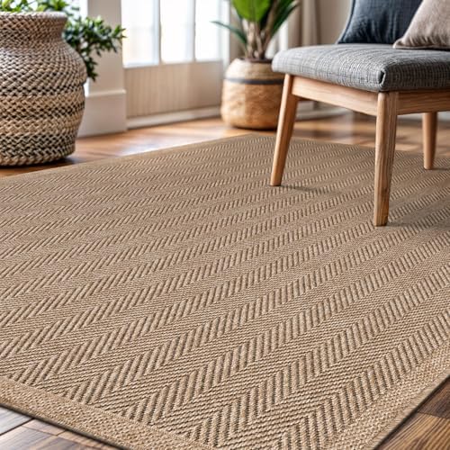 CAMILSON Easy Jute Rug 10x14, Indoor Outdoor Natural Color Fiber Area Rugs fo...