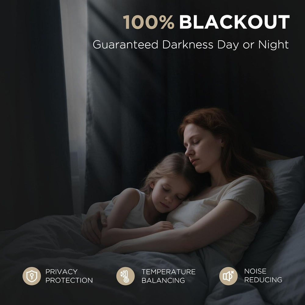 Joydeco Blackout Curtains for Bedroom - 100% Light Blocking 2 Panels Light Gr...