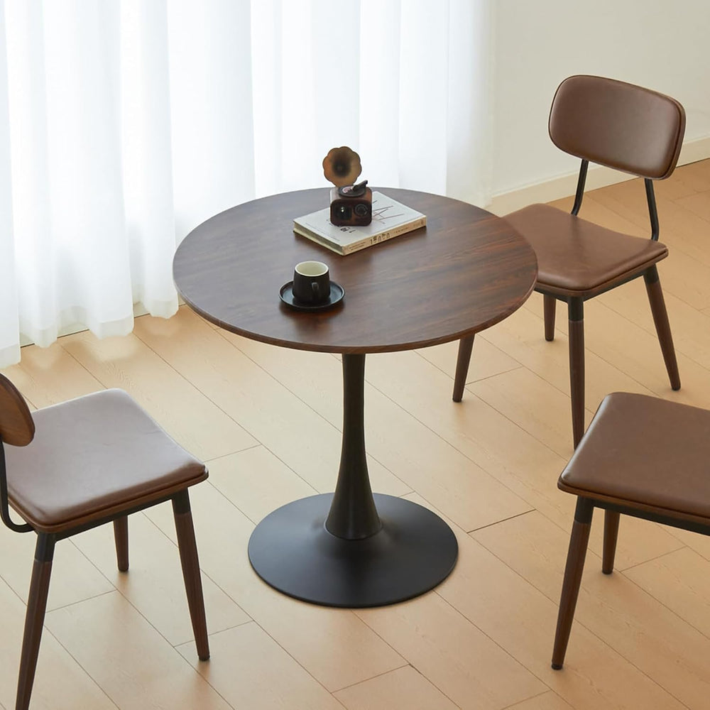 Round Dining Tulip Table for 2, Mid-Century Modern Table with Sturdy Metal Pe...