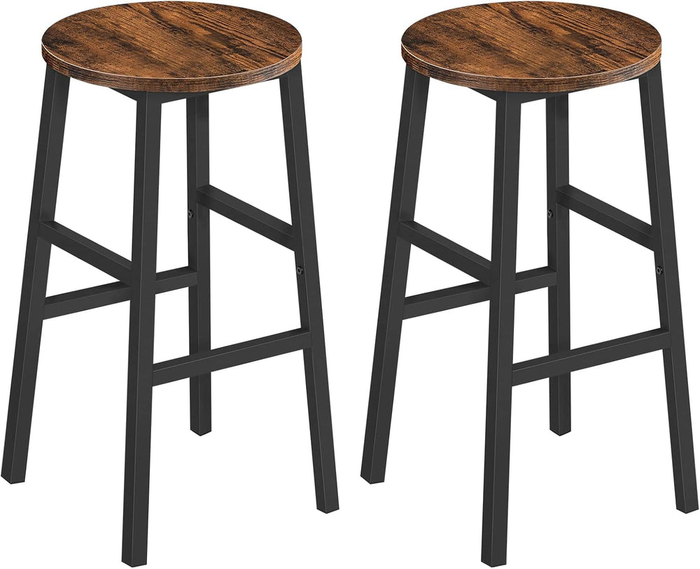 MAHANCRIS Bar Stools, Set of 2 Round Bar Chairs with Footrest, 24.4 Inch Kitc...