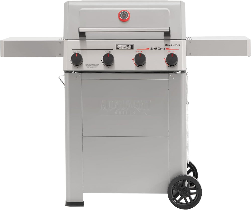 Monument Grills 4 Burner Propane Gas Grill with Advanced Broil Zone, Stainles...