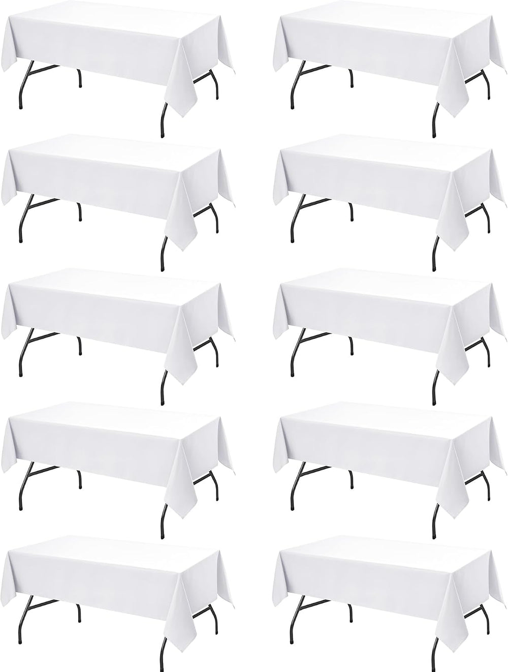 10-Pack White Tablecloths for Rectangle Tables, 60 x 102 Inches