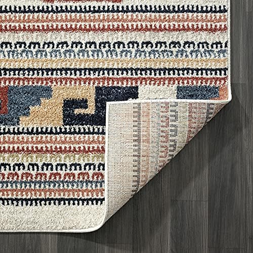 Abani Multicolor Southwestern Design Area Rug - Non-Shed Orange, Grey & B...