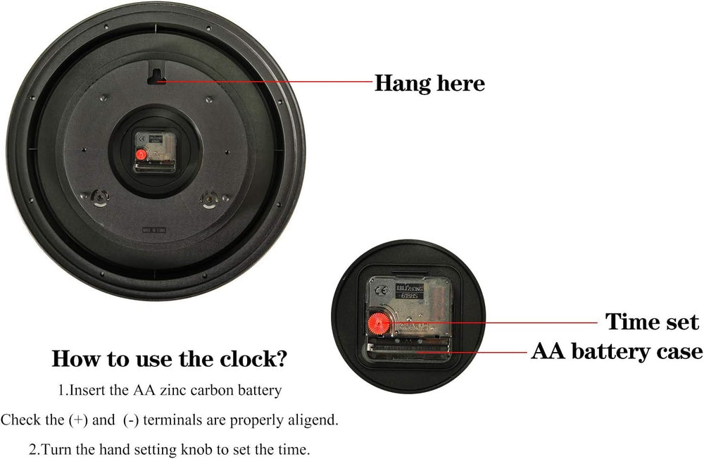 16 Inch Large Outdoor Wall Clock,Waterproof Vintage Non-Ticking Clock with Th...