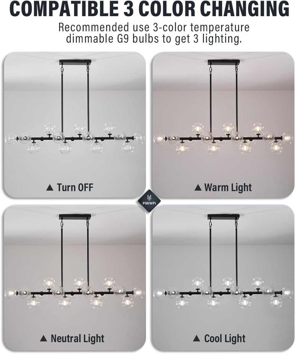 Large Linear Chandeliers for Dining Room Kitchen Island, 55" Long Light ...