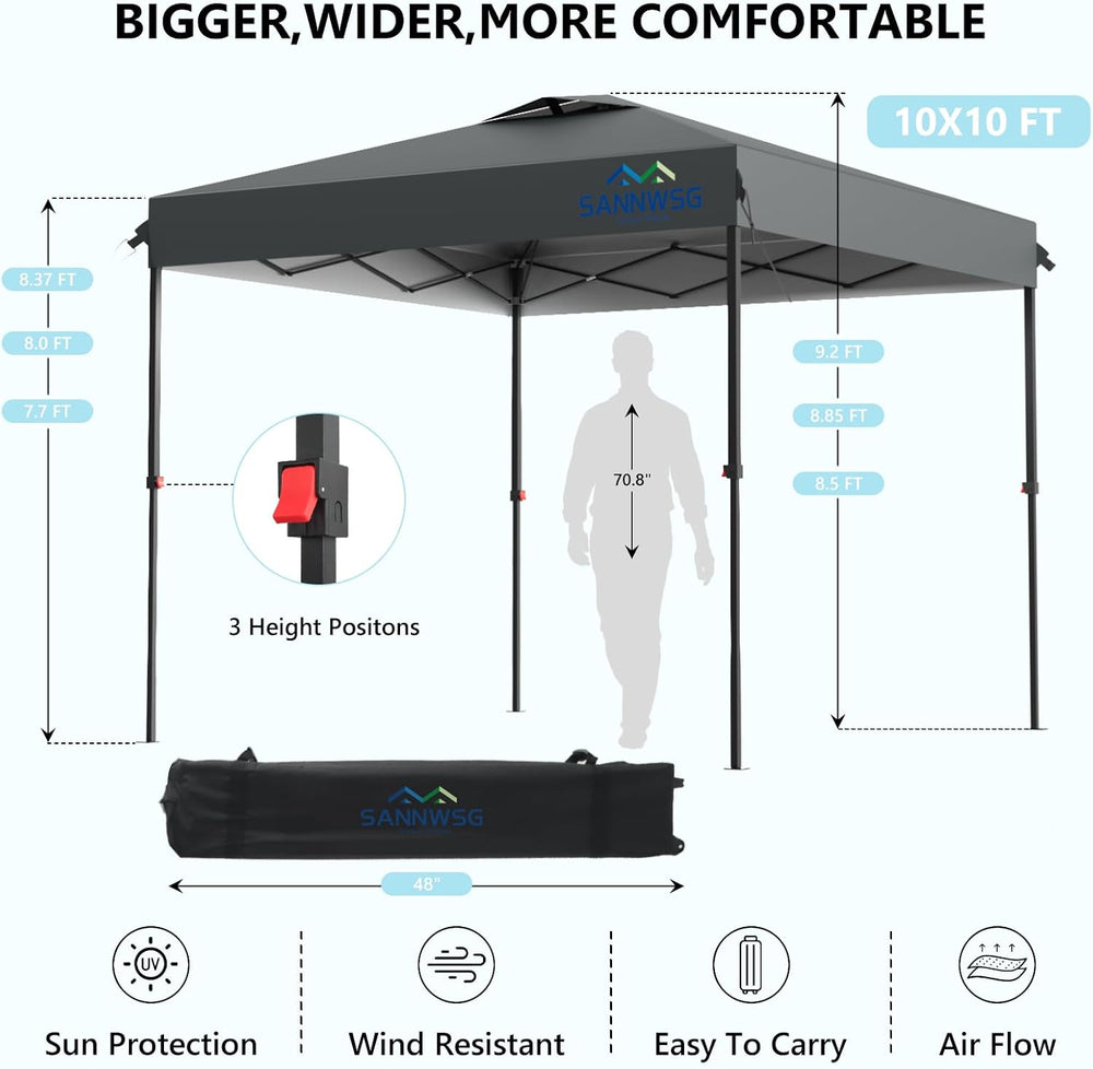 10X10 Pop Up Canopy Tent with 3 Sidewalls,Easy Up Canopy,Commercial Instant S...