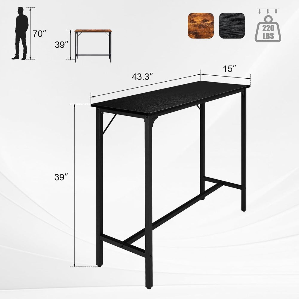 Karl home 43" Bar Table w/Triangular Support, 220 lbs, Black
