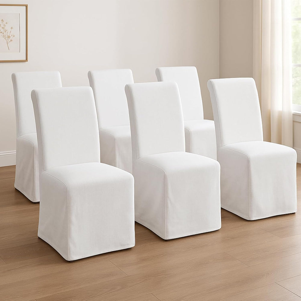 Parsons Dining Chairs Set of 6, Upholstered Slipcovered Dining Room Chairs wi...