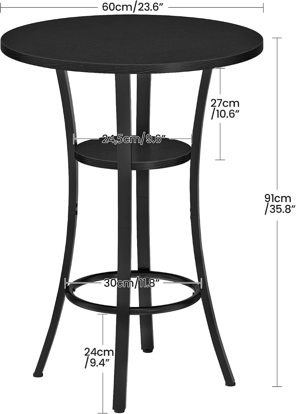 CHOEZON Round Bar Table, Set of 2 Small Kitchen Dining Tables, 2-Tier High To...