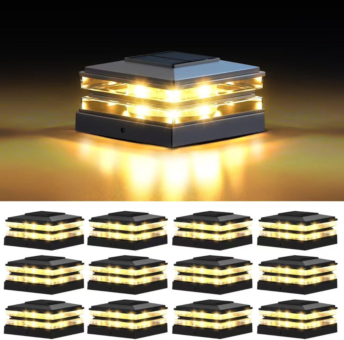 solar post cap lights outdoor waterproof, warm &, main product view