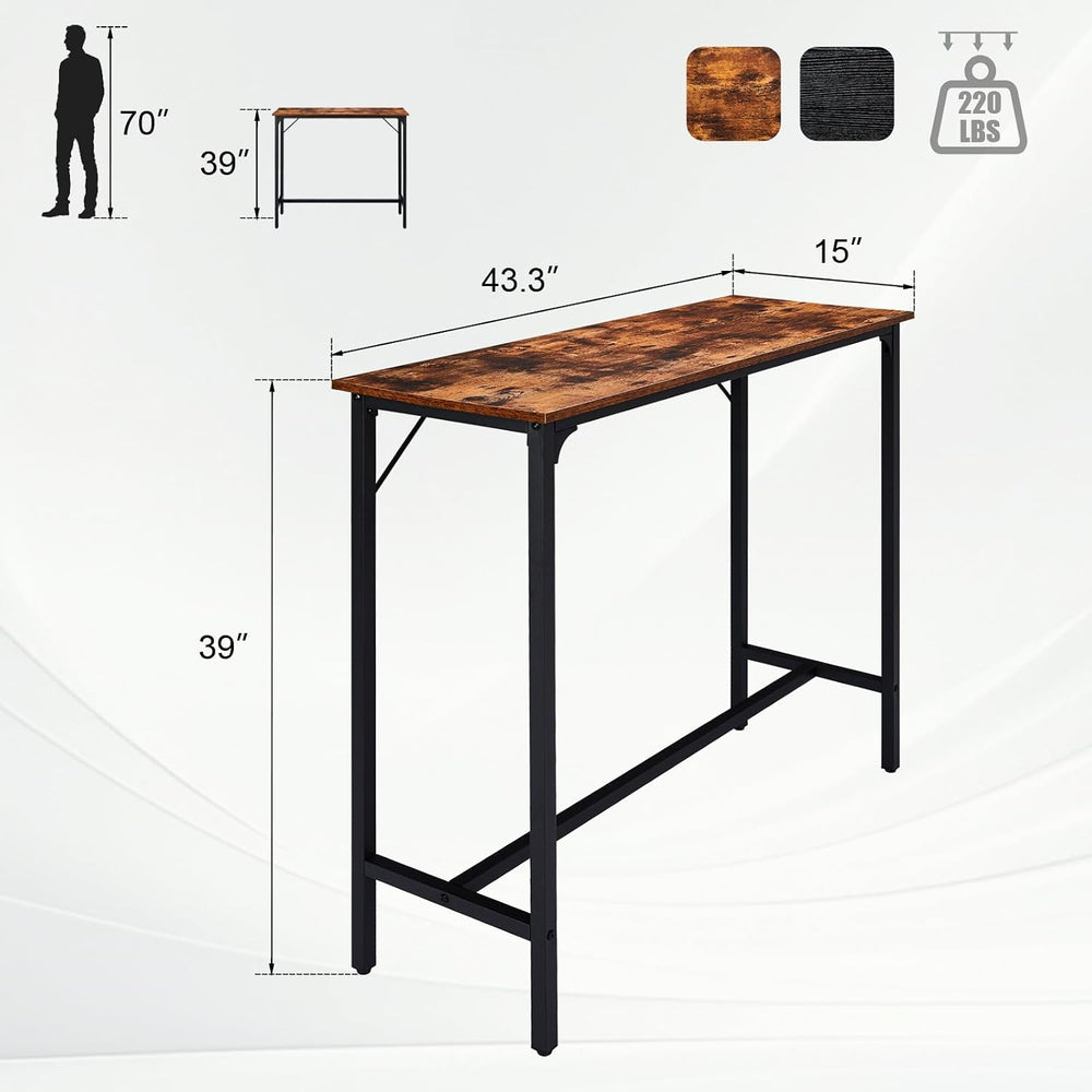 Karl home 43" Bar Table w/Triangular Support, 220 lbs, Rustic Brown