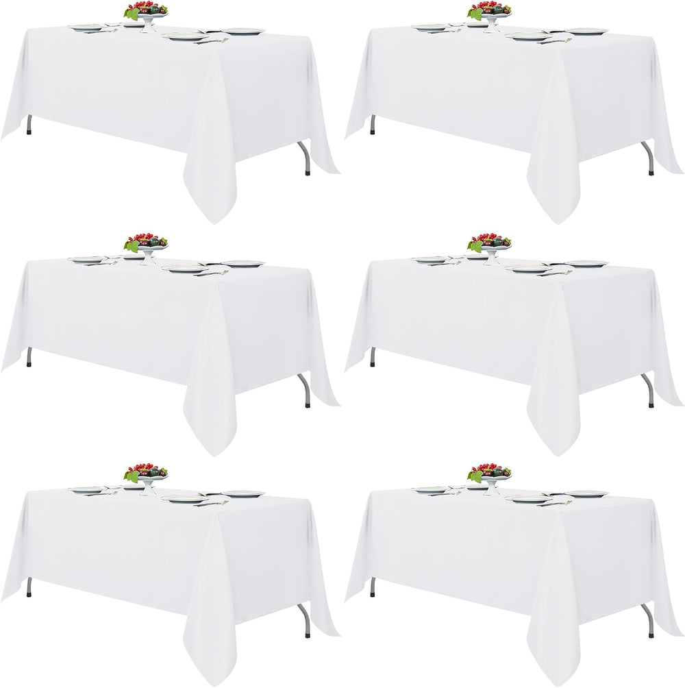 Fitable 6 Pack White Table Cloths 70x120 Inch for 6-8 Ft Rectangle Tables