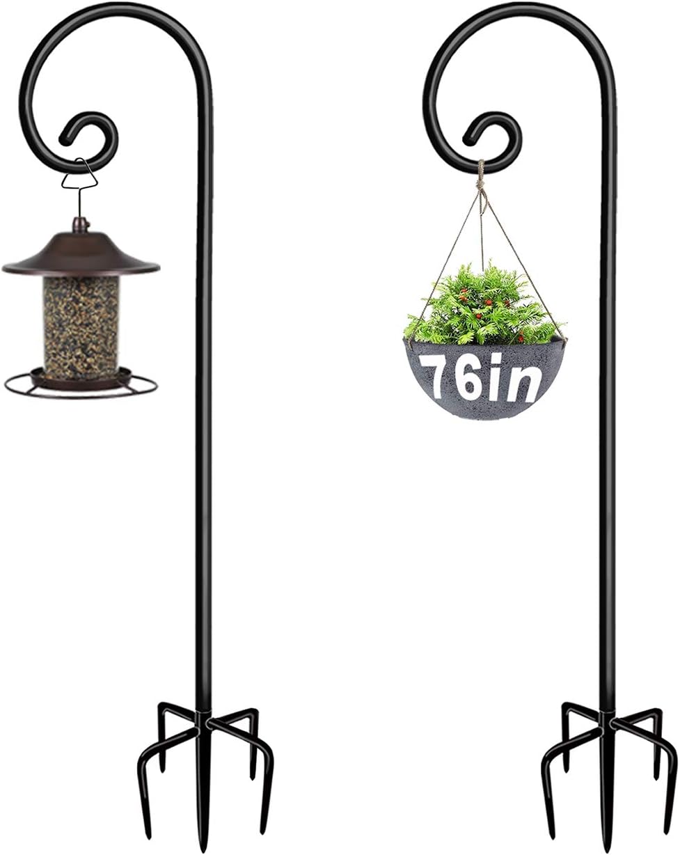 Artigarden Outdoor Shepherd Hooks 76 inch Tall for Bird Feeder (2 Packs), Adj...