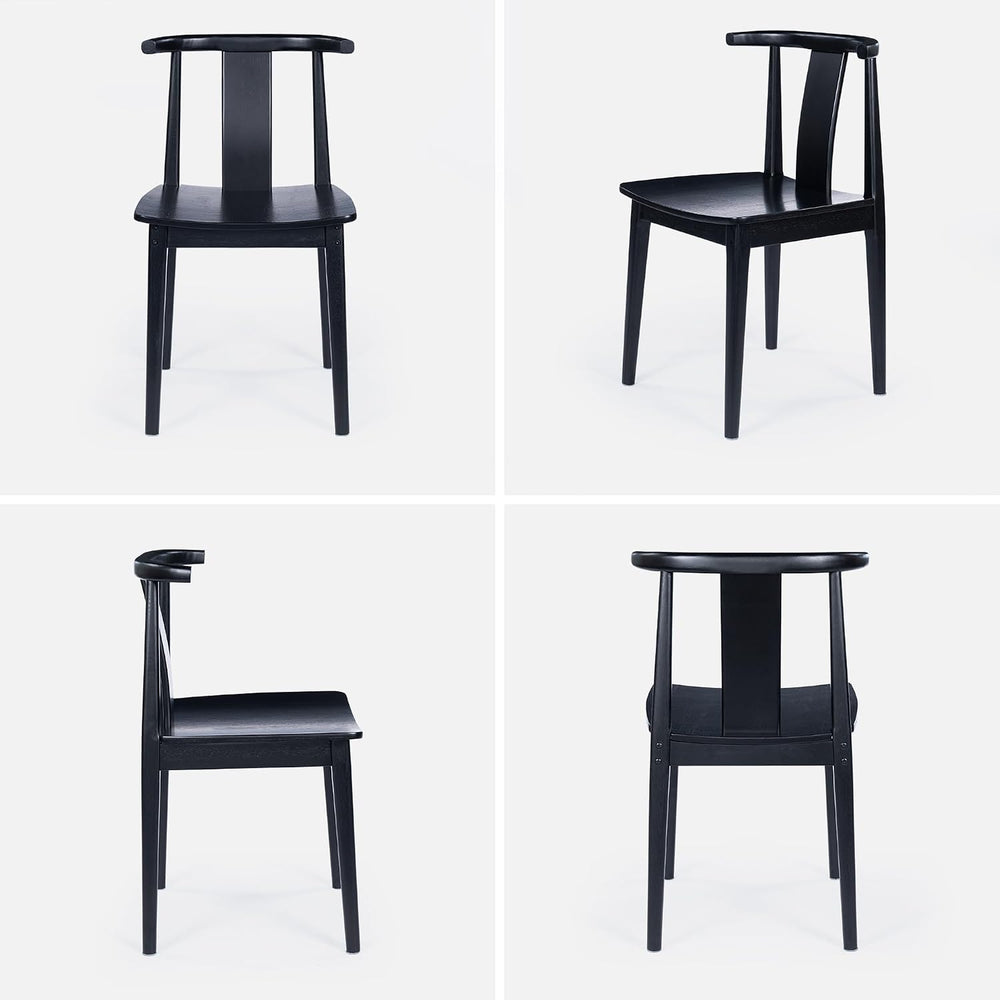 EYYTHUNG Wood Dining Chairs Set of 4, Farmhouse Kitchen Chairs with Curved Ba...
