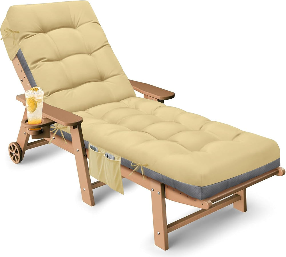 Outdoor Lounge Chair Cushion, Waterproof Replacement Chaise Lounge Cushions f...