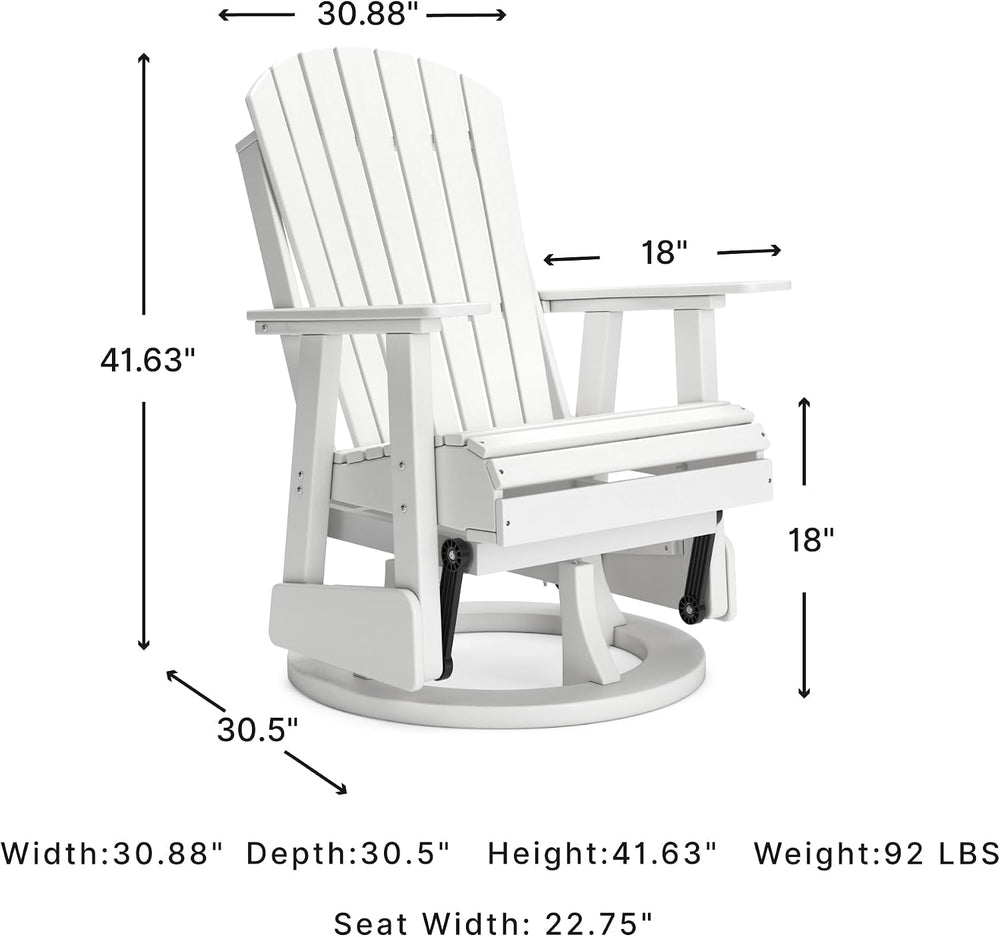 Signature Design by Ashley Outdoor Swivel Glider Adirondack Chair, White