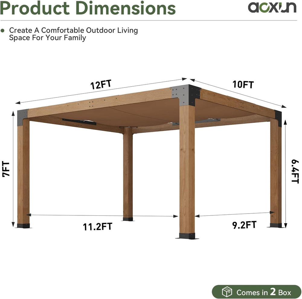 Aoxun 10x12 Cedar Wood Pergola, Outdoor Solid Wooden Pergola Kit