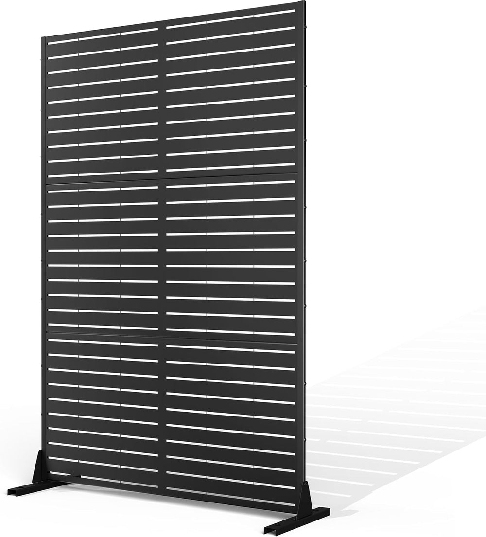 Metal Privacy Screen Outdoor Freestanding Fence Panel, 72" H × 47" W