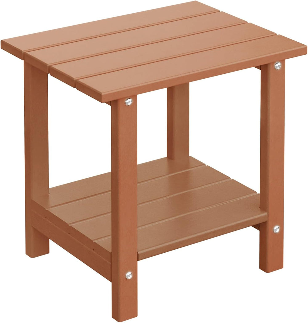 Adirondack Outdoor Side Table, 16.6" Small Patio End Table, 2-Tier HDPE ...