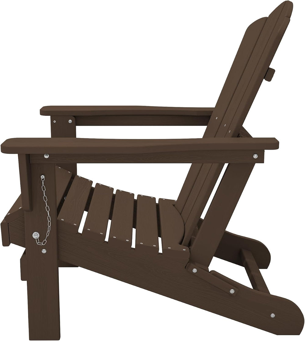 KINGYES Folding Adirondack Chair Set of 6 with Cup Holder, Coffee
