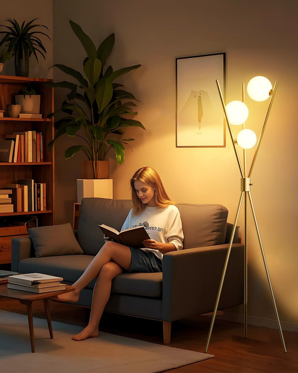 Lightdot Tripod Floor Lamp Stepless Dimmable Globe Modern Floor Lamp Gold Sta...