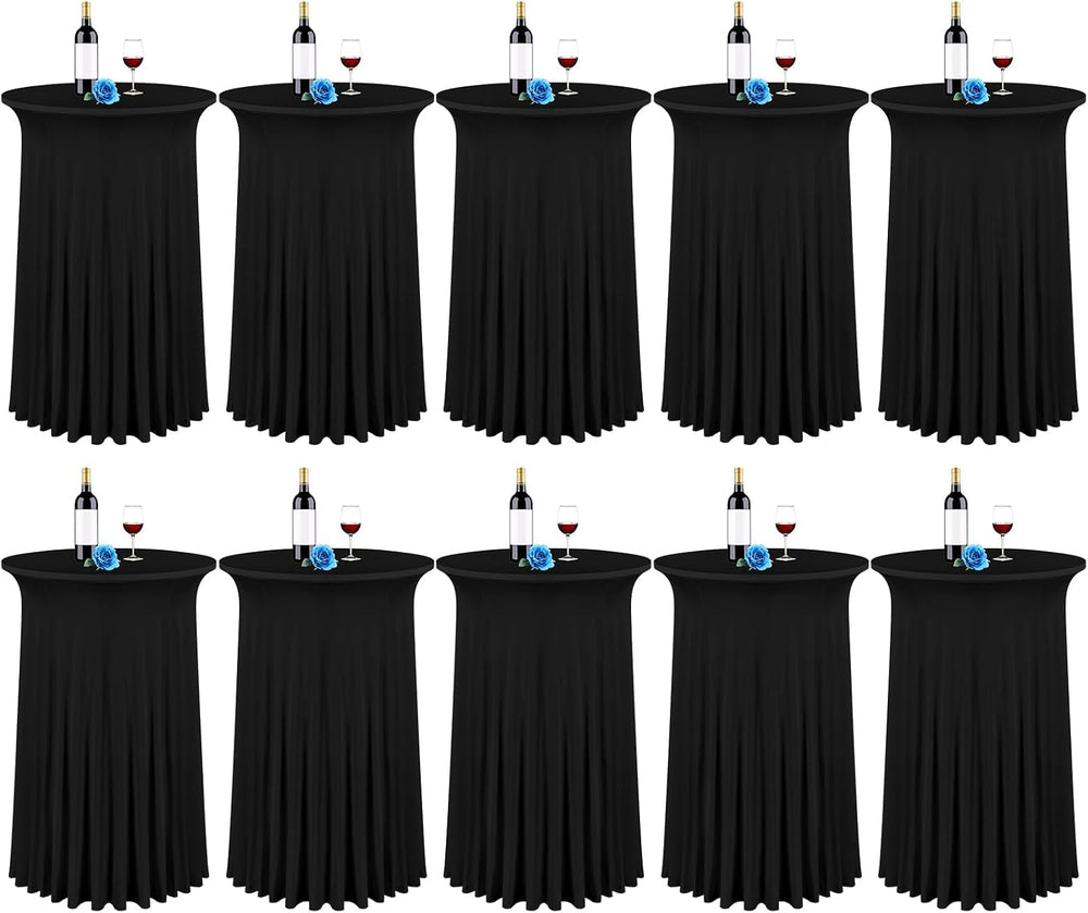 fani 10 Packs 24"x 43" Round Cocktail Table Skirt, Black
