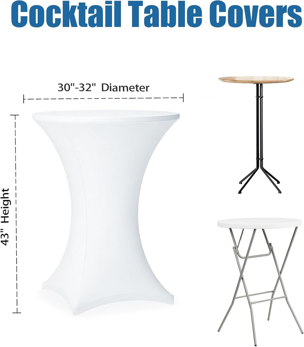 Cocktail Table Covers - 12 Pack 32x43 Inch Table Cloth - White