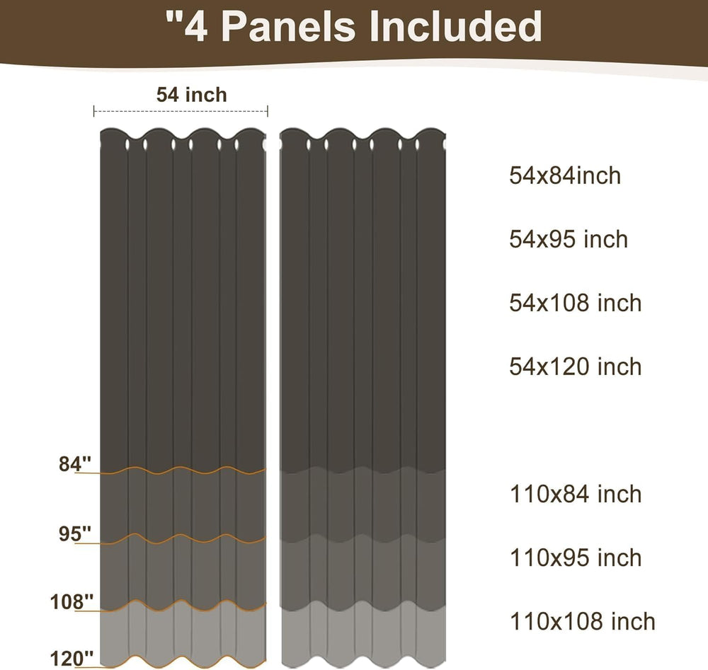 Linen Outdoor Curtains for Patio Waterproof 4 Pcs 54x108 In Taupe
