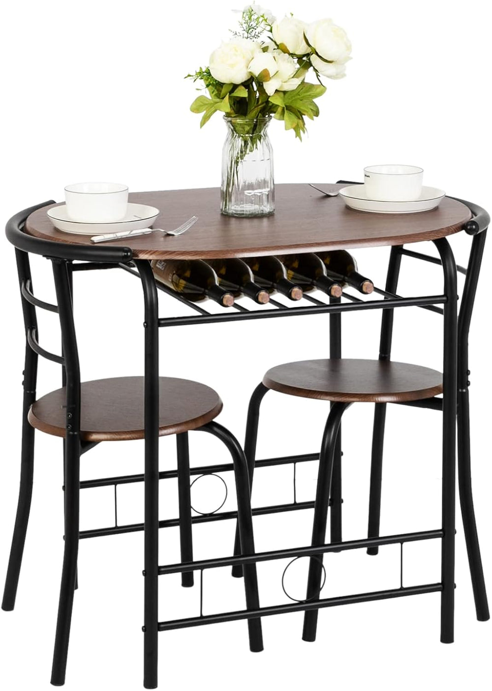 VINGLI 3 Piece Dining Set,Small Kitchen Table Set for 2,Breakfast Table Set f...