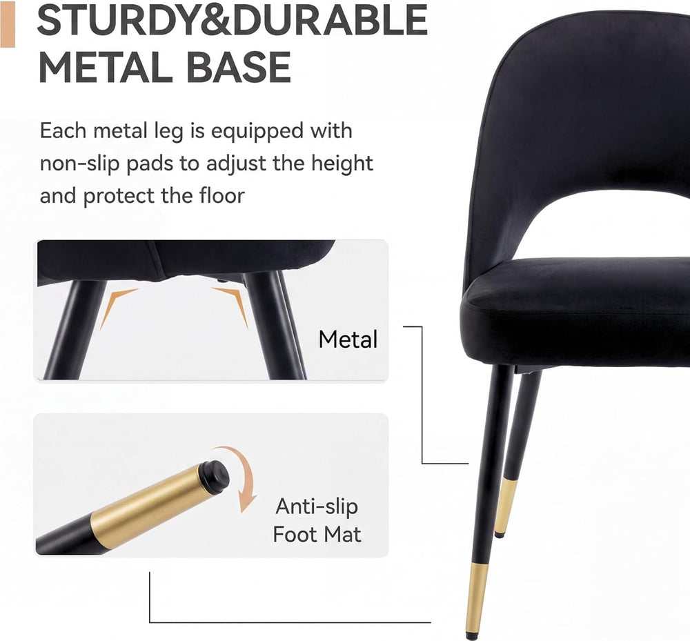 DUOMAY Modern Dining Chair Set of 6 with Open Back, Velvet Upholstered Armles...