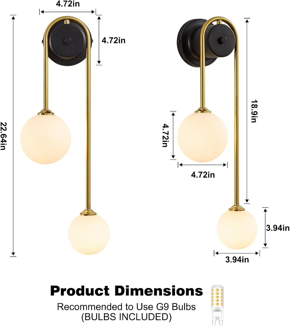 Globe Wall Sconce, Double Hanging Ball Sconce, Modern Indoor Sconces