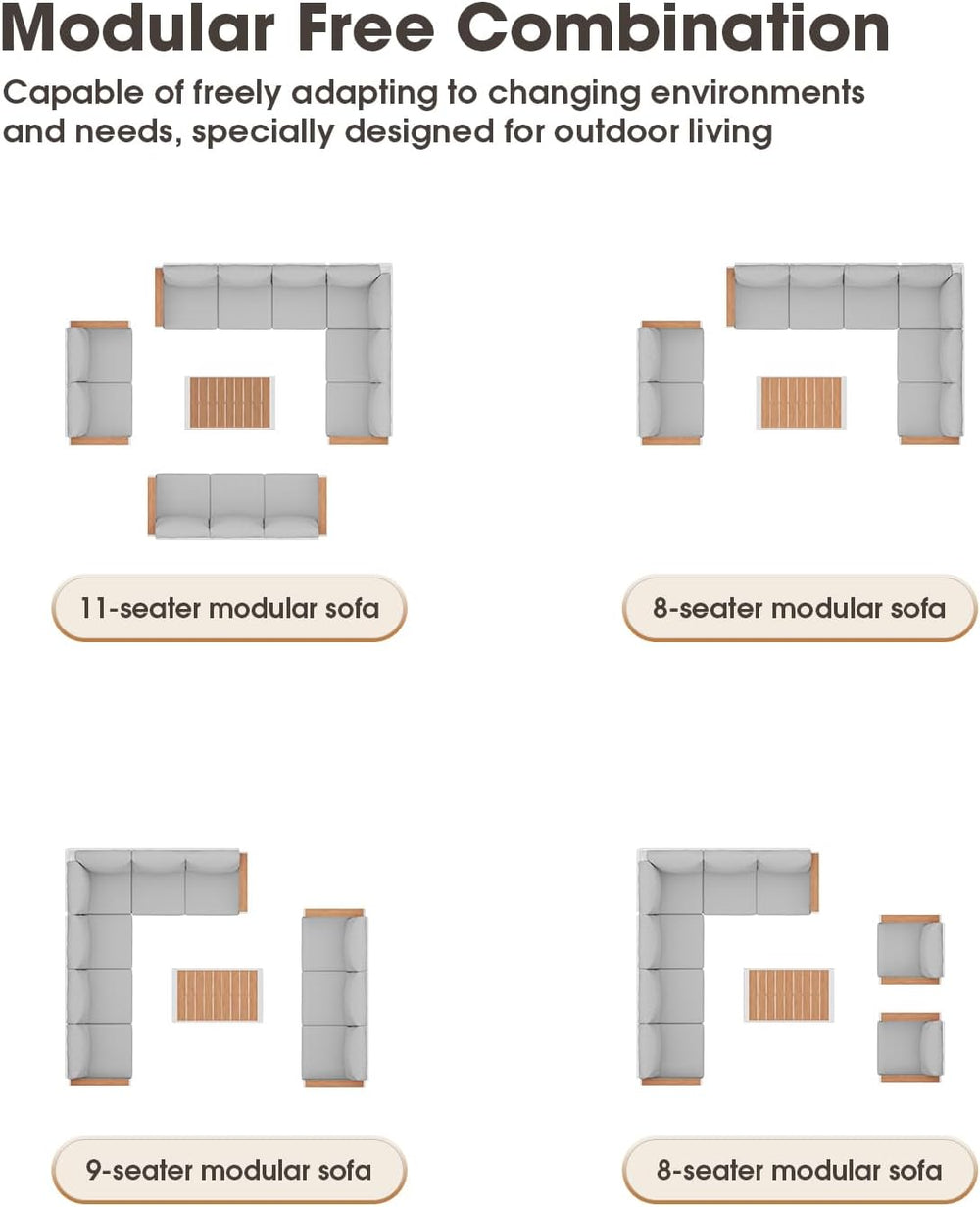 Aluminum Outdoor Patio Furniture Set 8 Seats, Outdoor Sectional Corner Sofa, ...