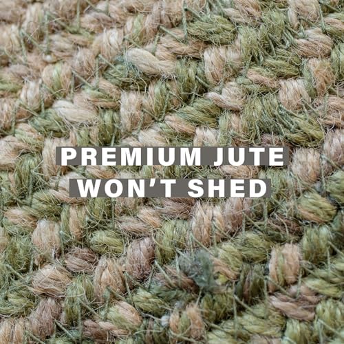 Homespice Grassland Braided Green Area Rug Ideal as Jute Country Rugs 4x6'