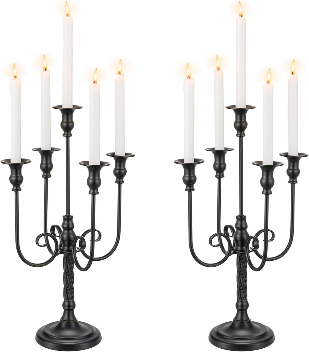 Candeldo 20 Inches Black Candelabra Halloween Decorations Set of 2