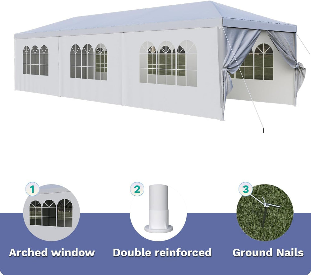Devoko 10x30 FT Outdoor Water & UV & Wind Resistant Party Tent