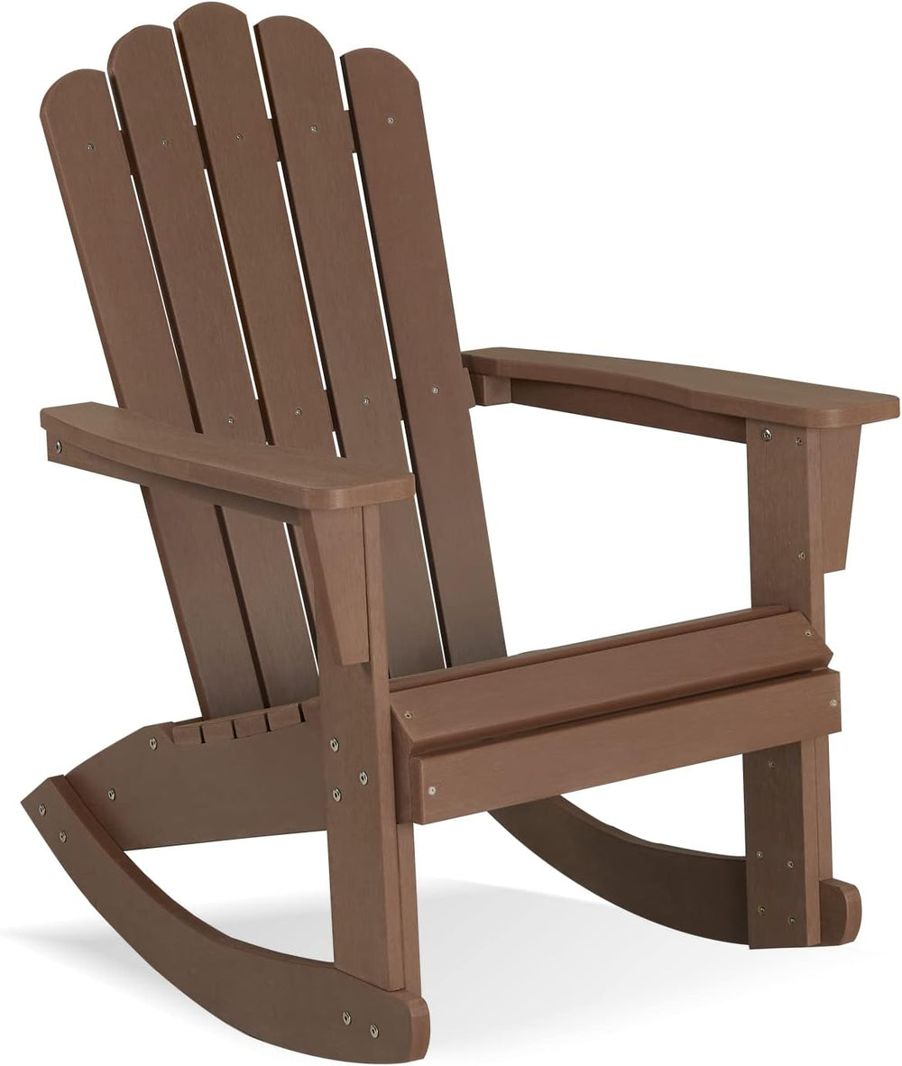 Psilvam HDPE Adirondack Patio Rocking Chair, Brown