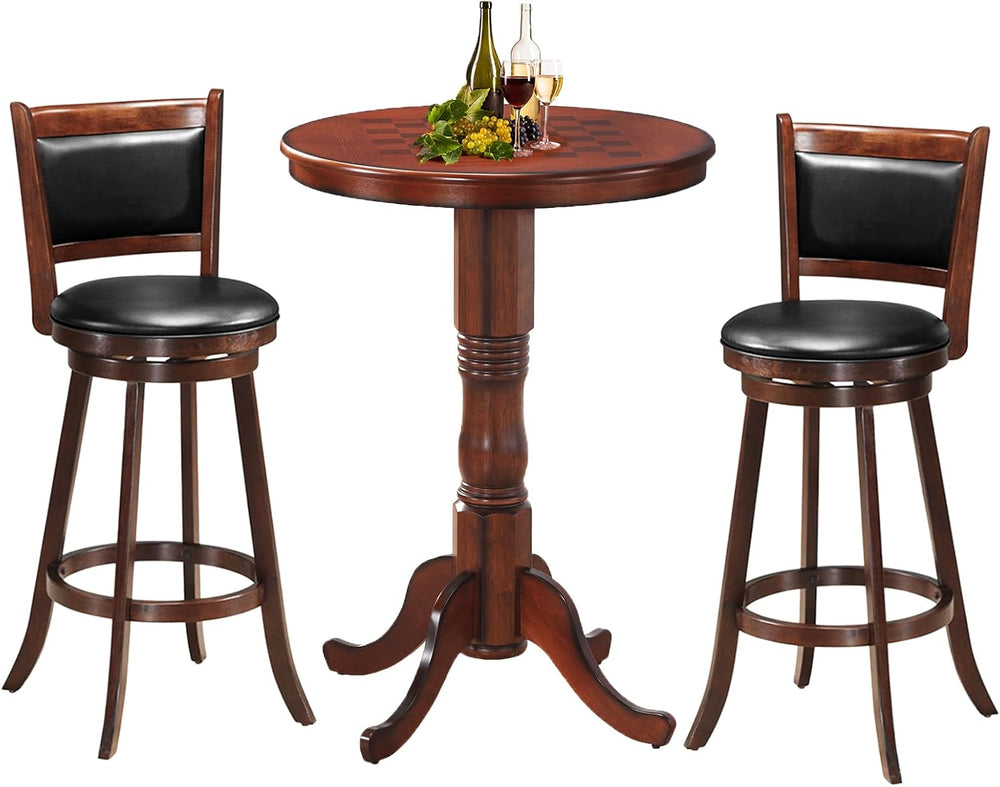 ERGOMASTER 3-Piece Dining Table Set for 2, Compact Round Table with Swivel Ba...
