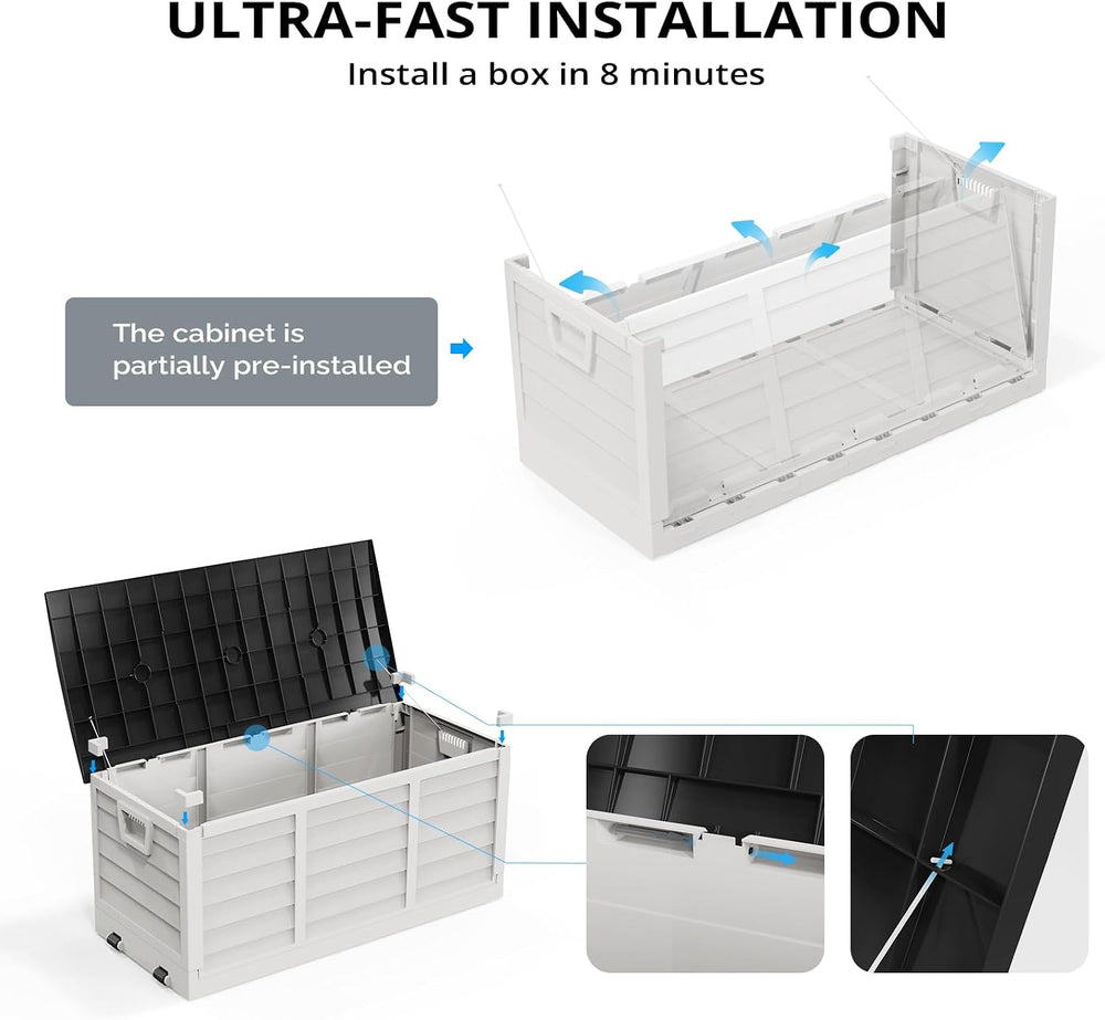 Outvita Foldable Outdoor Storage Box, 75 Gallon, White
